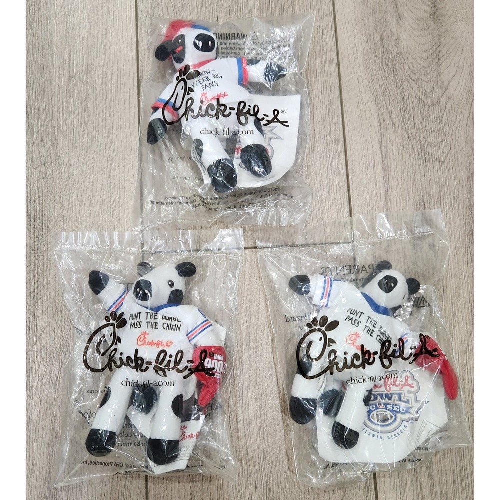 Chick-fil-A Bowl Plush Cows New Sealed ACC vs SEC Football Promo 2 2006 & 1 2012